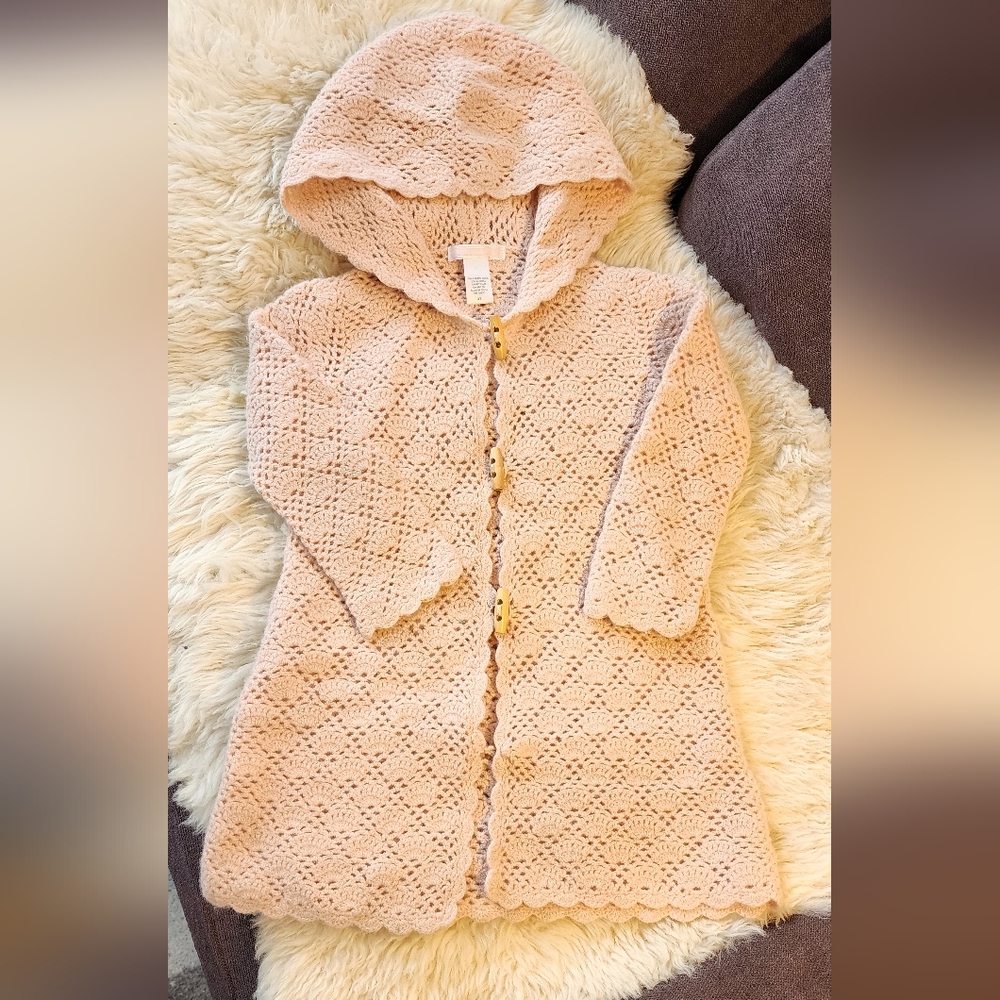 *SOLD* Girl's Blush Pink Wool Blend Sweater Coat